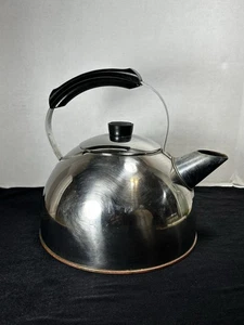 Vintage Revere Ware Huge 5 Quart Tea Kettle Solid Copper Chrome Rome NY - Picture 1 of 14