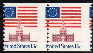 1625 13c Flag misperf coil pair MNH - Picture 1 of 1