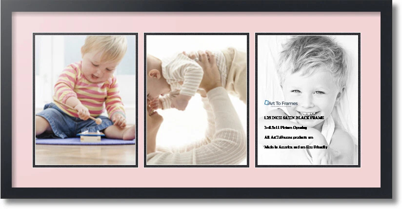ArtToFrames Collage Mat Marco de Fotos 3 8.5x11" Aberturas Negro Satinado 28 Foto 1 de 1