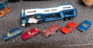 MATCHBOX LESNEY SUPERKINGS BEDFORD CAR TRANSPORTER WITH 5 VGC SUPERFAST CARS - Picture 1 of 15