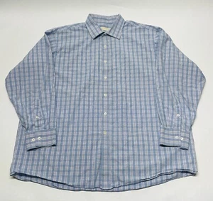 Michael Michael Kors Blue Plaid Dress Shirt Mens 18 34/35 Big Spring Easter - Picture 1 of 11