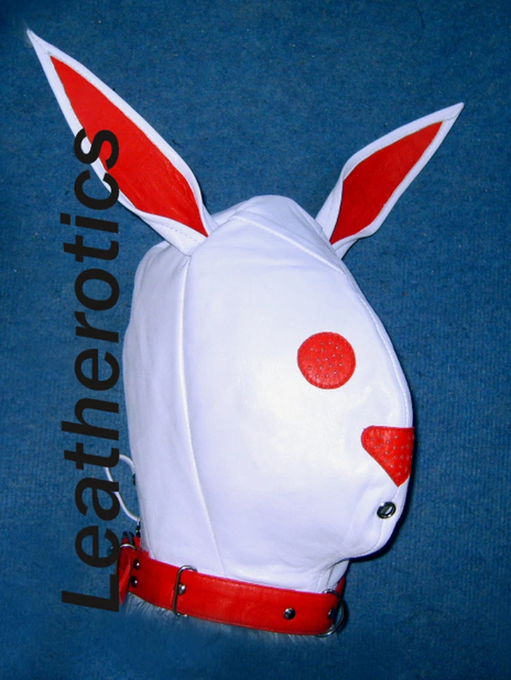 Capucha máscara bloqueable de conejito de cuero Foto 1 de 1