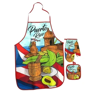 Puerto Rico Kitchen Set of 3 Apron, Oven Mitt, Pot Holder - Picture 1 of 2