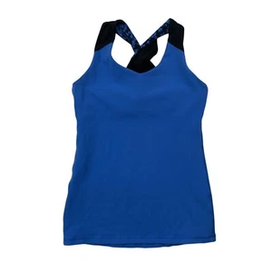 Ivivva Tank Top Girls 14 Blue Twist Racerback Star Print Lululemon Shelf Bra - Picture 1 of 9