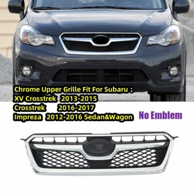 For 2013-2017 Subaru Impreza XV Crosstrek Front Upper Bumper Grille Grill Chrome Foto 1 de 4