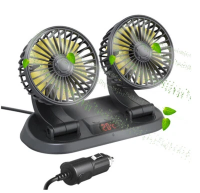 Car Dashboard Cooling Fan Dual Head Cigarette Lighter W/Temperature NTC Sensor  - Image 1 of 4