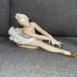 Estatuilla de cisne moribundo bailarina de porcelana grande de colección Andrea de Sadek 7888 - Imagen 1 de 14