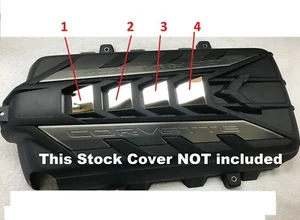 C8 Corvette Dress Up Engine Cover Accent Kit 4 Pc Brushed Stainless 2020-2025 - Picture 1 of 3