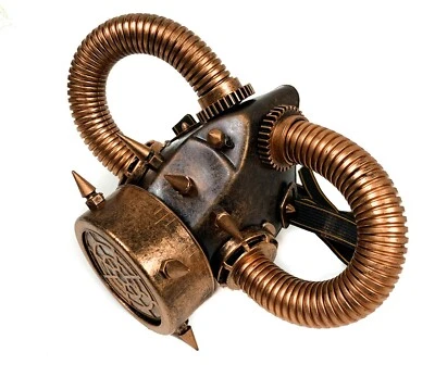 Máscara de gas respirador tubo dorado pico steampunk Halloween hombre ardiente juegos con disfraces  Foto 1 de 4