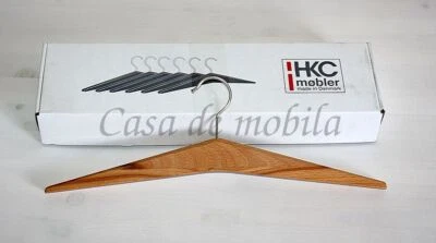 Design Kleiderbügel Set 6 Holzbügel Flur Garderoben Bügel Kernbuche massiv Holz - Bild 1 von 4
