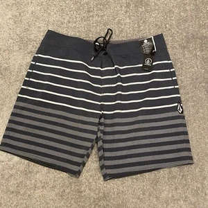 Volcom Board Shorts Mens 38 Gray Drawstring Mod Tech Quarta Static Swim NEW $58 - Picture 1 of 9