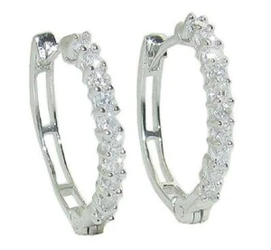 Hoop Earrings Natural Round Diamond I1 G 0.30 Carat 14K White Yellow Rose Gold - Picture 1 of 8