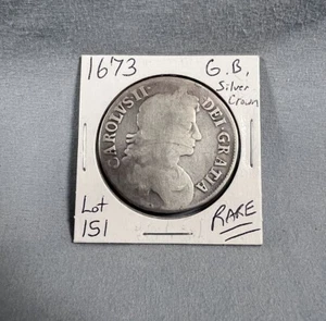 1673 Great Britain Crown of Charles II Silver World coin - 351 Years Old Coin - Picture 1 of 3