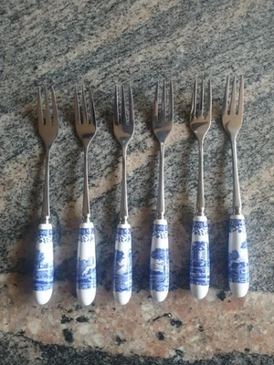 Spode Kuchengabel Porzellan wie Kahla 6 Stück - Bild 1 von 2
