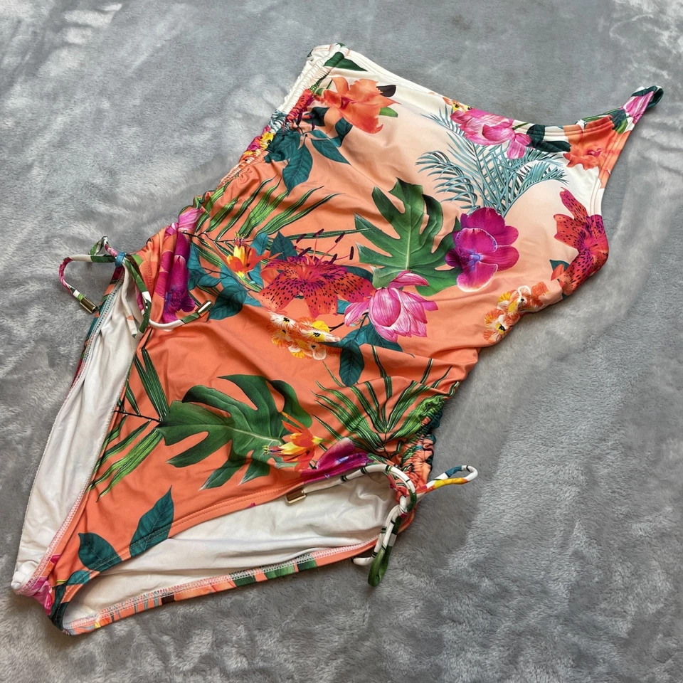 La Blanca One Shoulder One Piece Swimsuit Womens 8 Tropical Floral Ruched Sides - image 1 of 4
