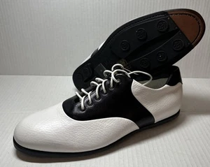 Brooks Brothers Black & White Golf Shoes Men's Sz 8 Made in Italy READ! - Picture 1 of 9