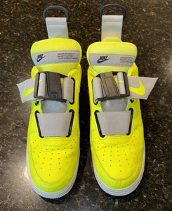 Size 10.5 Nike Air Force 1 Utility Low Volt AO1531 700 YELLOW BLACK WHITE - Picture 1 of 7