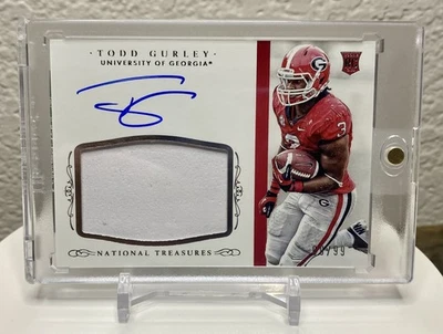 Todd Gurley 99/99 RPA EN TARJETA RC Auto USADO Reliquia 2015 National Treasures College Foto 1 de 4