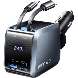 Einziehbares Autoladegerät, Autozubehör, 72W Schnellladung USB C Autoladegerät... - Bild 1 von 7