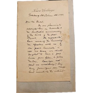 1894 John H. Finley SLA a Eugene Field - Brucia centenario, lode letteraria - Foto 1 di 3