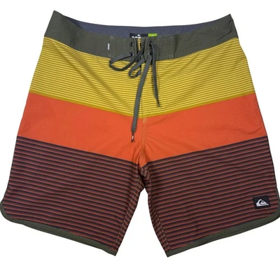 Bañador Quiksilver Highline Board Shorts Para Hombre Talla 32 Rayas Naranja Amarillo Foto 1 de 4