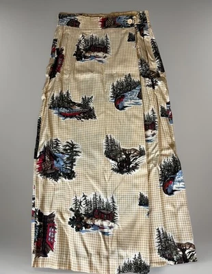 Vtg Marisa Christina Maxi Skirt Sz 8 Cozy Winter Lodge Cabin Print Cottagecore - Image 1 of 4
