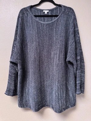 Top J.Jill Pure Jill azul índigo texturizado 3X Foto 1 de 4