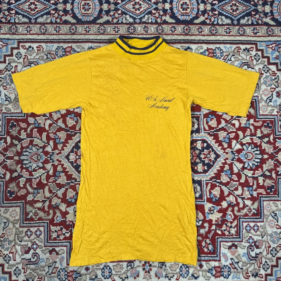 Camiseta Timbre Academia Naval de Estados Unidos Vintage Años 60 70 Puntada Única Talla Pequeña De Colección Foto 1 de 4