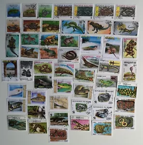 More details for reptiles on stamps collection - 50 to 200 different stamps 