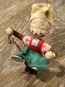 Vintage 1979 Kurt Adler of NYC Santas Elf Tailor Wooden Christmas Tree Ornament - Picture 1 of 16