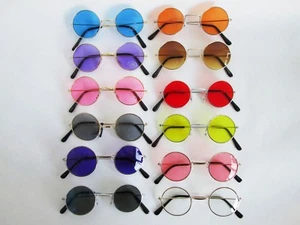 60S 70S HIPPIE RETRO GROOVY JOHN LENNON ROCKER COSTUME ROUND GLASSES LENS ADULT - Picture 1 of 14