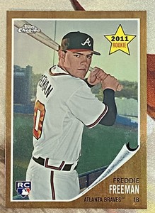 2011 Topps Heritage Chrome Refractor c113 Freddie Freeman Rookie 145/562
