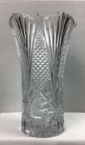 Vintage Imperial 24% Lead Crystal Vase 11" H Cut Glass Very Heavy Slovakia - Picture 1 of 8