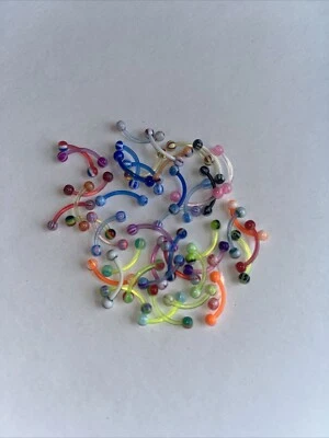 TWO Acrylic Curved Eyebrow Nipple Belly Piercings Body Jewerly ￼Hypoallergenic - Image 1 of 2