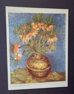Vincent Van Gogh "Flowers In A Bronze Vase"  Mounted Offset Lithograph 1936 - Picture 1 of 3