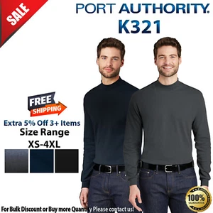 Port Authority K321 Mens Long Sleeve Interlock Knit Mock Turtle Neck T-Shirt - Picture 1 of 4