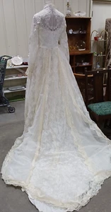 Vestido de Boda colonial de Colección Blanco con Cuentas de Encaje Mangas Largas Pequeño - Imagen 1 de 8