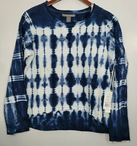 Vicinity Boho Navy Blue Tie Dye Sweatshirt Hi Low Hem Size Medium New  - Picture 1 of 11
