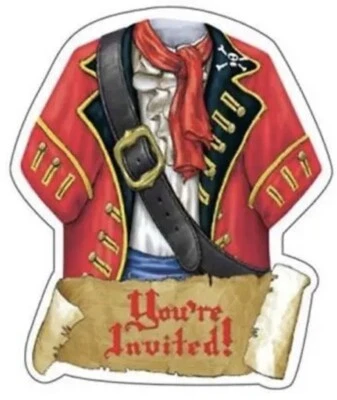 8 ct Pirate Birthday Party "Buried Treasure" Invitations w/Envelopes invites - Image 1 of 2