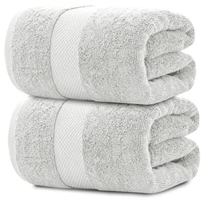 Bath Sheet Towels Extra Large 35x70 2 PK Silver Highly Absorbent Luxury Quality - Image 1 of 4