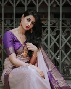 South Indian Saree Blouse Bridal Banarasi Silk Sari Bollywood Party Wedding New - Picture 1 of 6