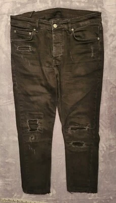 Ksubi Jeans Men 33 33x26 Chitch Boneyard Black Distress Rapper Designer Hype - Image 1 of 4