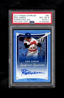 2017 Panini Donruss #RC РОД CAREW HOF значительные подписи POP 1 PSA 8 почти как новая MT - Изображение 1 из 2