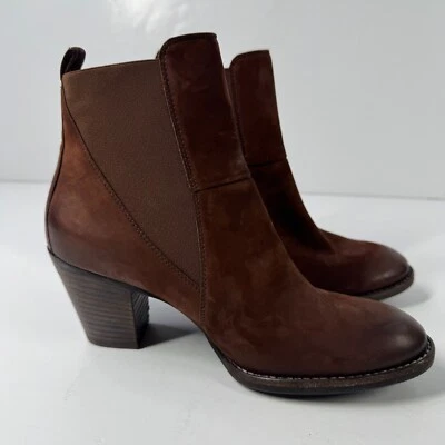 Paul Green Boots Brown Suede Block Heel Slip On Ankle Booties Size US 7 - Image 1 of 4