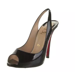 Christian Louboutin Patent Leather Slingback Peeptoe-100% Authentic 9.5US 40.5EU - Picture 1 of 9