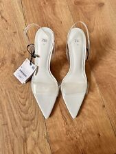 Zara White Vinyl Sandals Heels Size EU38 - UK 5 - BNWT