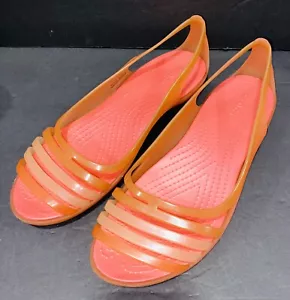 Crocs Gummi koralle offene Zehenpartie Riemchen Slipper Sandalen Damengröße 10 - Bild 1 von 7