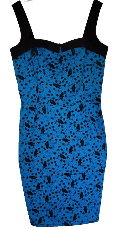 Vestido Switchblade Stiletto Talla XXL Retro Pinup Bulldog Francés Azul Sin Cinturón Foto 1 de 4