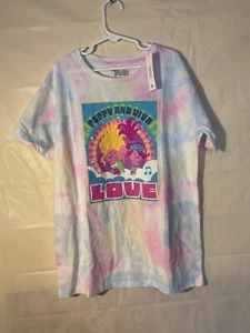 DreamWorks Trolls shirt size L 10-12 pastel Poppy and Viva LOVE graphic tee NEW - Picture 1 of 6