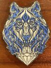 RARE TODD SLATER "ALMAS" WOLF ART METAL PIN ICE BLUE LIMITED EDITION 75 SOLD OUT
